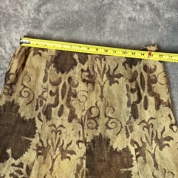 Ralph Lauren Midi Skirt Womens 8P 100% Linen Brown Floral Peasant Boho - Picture 7 of 8